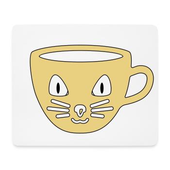 Tasse mit Katzengesicht Kaffeetasse Teetasse Katze - Mousepad (Querformat) - Weiß - Vorne