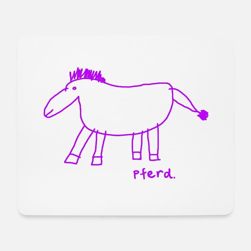 Pferd Lila Kind Zeichnung - Mousepad (Querformat) - Weiß
