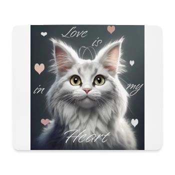 Cat love – love is in my heart - Mouse Pad (horizontal) - white - Front
