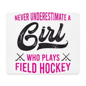 Fille qui joue le hockey sur terrain cadeau de hockey sur glace - Tapis de souris (format paysage) - blanc - Devant