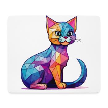 Eine geometrische Illustration mit einer kawaiianischen Katze - Mousepad (Querformat) - Weiß - Vorne