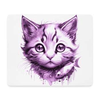 Purple Kitten with fish - Mouse Pad (horizontal) - white - Front