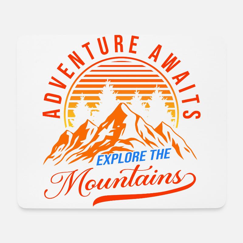Adventure Awaits Explore The Mountains Hiking Trek - Mousepad (Querformat) - Weiß