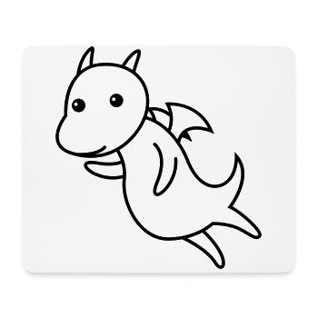 Drache Comic Tier - Mousepad (Querformat) - Weiß - Vorne