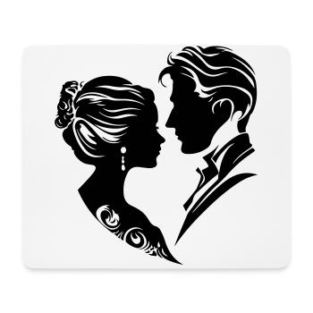 Silhouette de mariage de couple marié - Tapis de souris (format paysage) - blanc - Devant