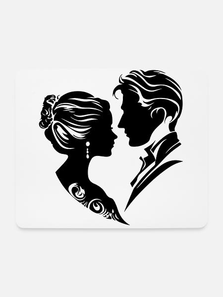 Ehepaar Hochzeit Silhouette - Mousepad (Querformat) - Weiß