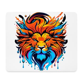 Tête de lion à crinière, colorée - Tapis de souris (format paysage) - blanc - Devant