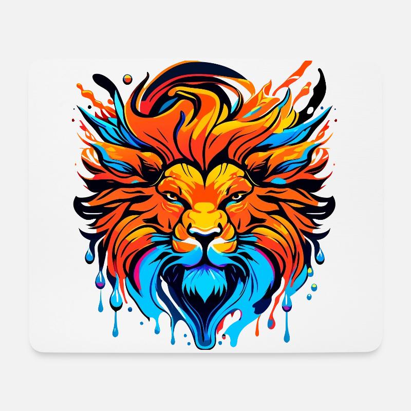 Löwenkopf mit Mähne, farbig - Mousepad (Querformat) - Weiß