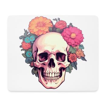 Human Skull & Flowers 2 - Mouse Pad (horizontal) - white - Front