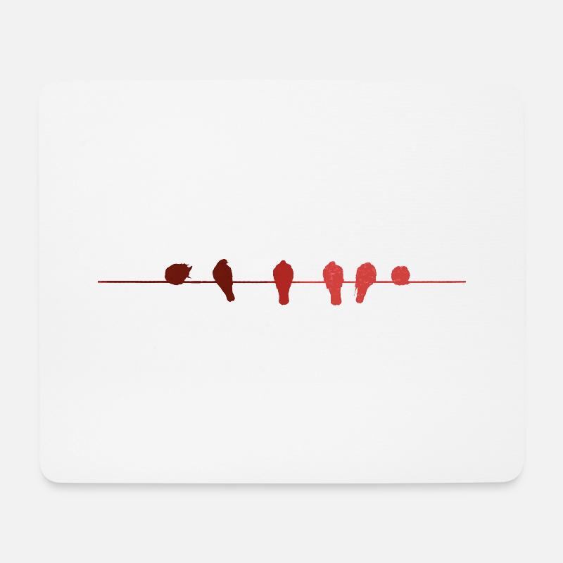 Vögel auf der Leine - Mousepad (Querformat) - Weiß