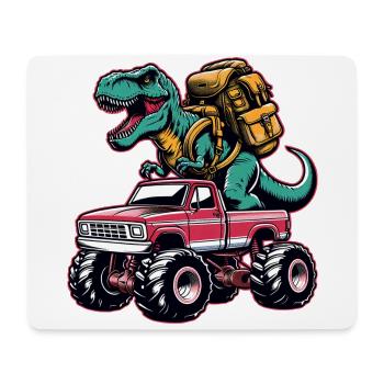 Dino Monster Truck Schulanfang Einschulung - Mousepad (Querformat) - Weiß - Vorne