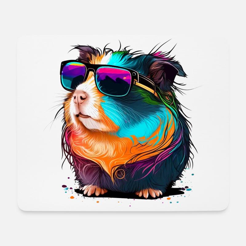 Meerschweinchen mit Sonnenbrille - Mousepad (Querformat) - Weiß