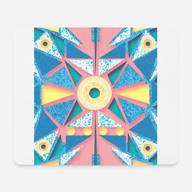 Blau, Rosa und Pink Mandala - Mousepad (Querformat) - Weiß
