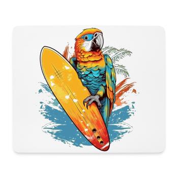 Cool surfing parrot with surfboard - Mouse Pad (horizontal) - white - Front