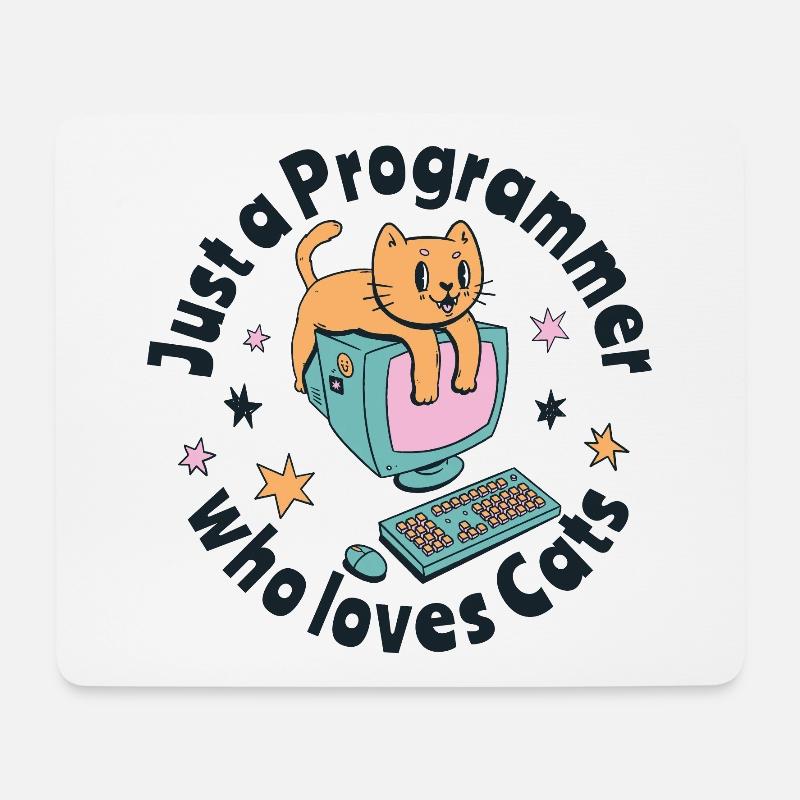 Just a programmer who loves cats - Mouse Pad (horizontal) - white