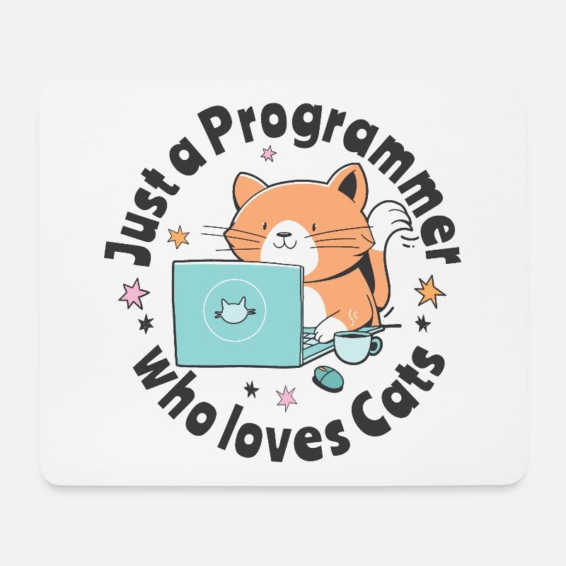 Just a programmer who loves cats - Mouse Pad (horizontal) - white