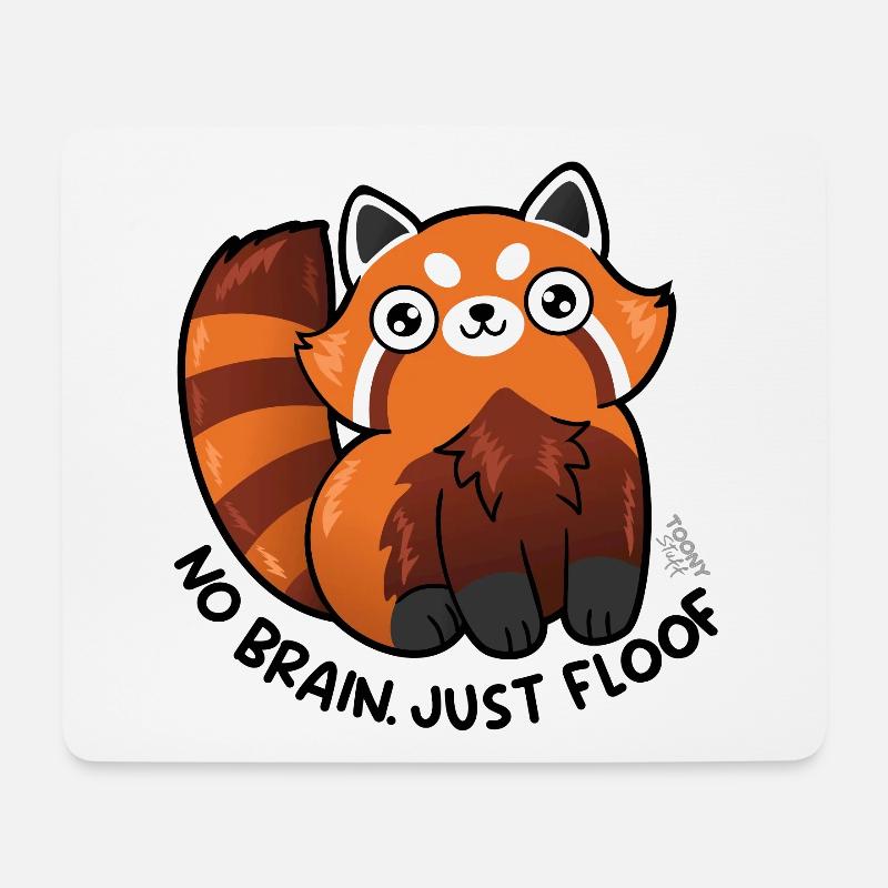 Roter Panda, No Brain just Floof - Mousepad (Querformat) - Weiß