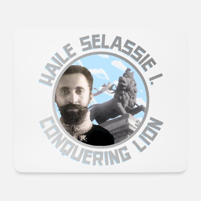 Haile Selassie - Conquérir le Lion Rasta Judah - Tapis de souris (format paysage) - blanc