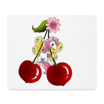 Poney fée sur cerise avec des fleurs de cerisier - Tapis de souris (format paysage) - blanc - Devant