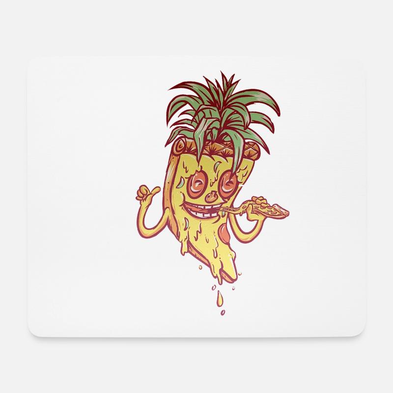Funky Mascot Pineapple Pizza - Mouse Pad (horizontal) - white