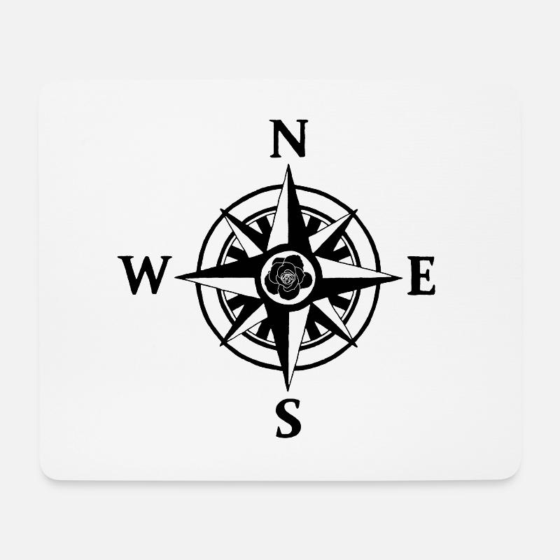Kompass - Mousepad (Querformat) - Weiß