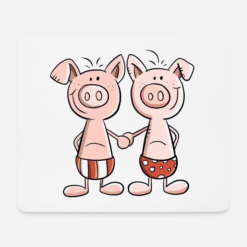 Beste Freunde Schweine Zwillinge Fun Geschenk - Mousepad (Querformat) - Weiß
