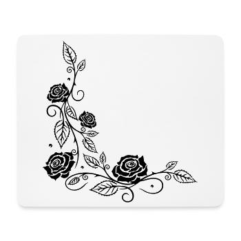 Roses with filigree ornament and leaves, in love - Mouse Pad (horizontal) - white - Front