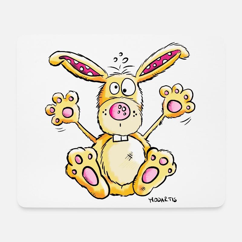 Happy Hase I Kaninchen Cartoon - Mousepad (Querformat) - Weiß