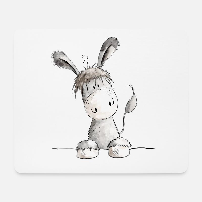 Fröhlicher Esel - Tier - Mousepad (Querformat) - Weiß