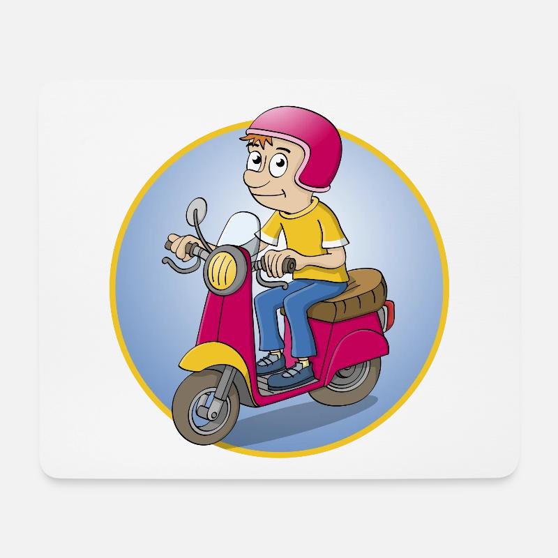 Der Rollerfahrer - Version1 - Mousepad (Querformat) - Weiß