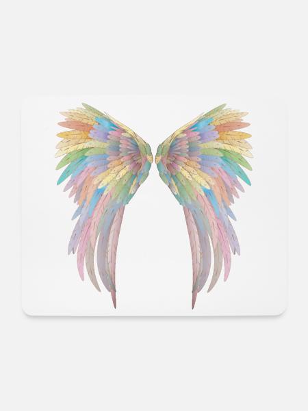 Wunderschöne pastellfarbene Engelsflügel - Mousepad (Querformat) - Weiß
