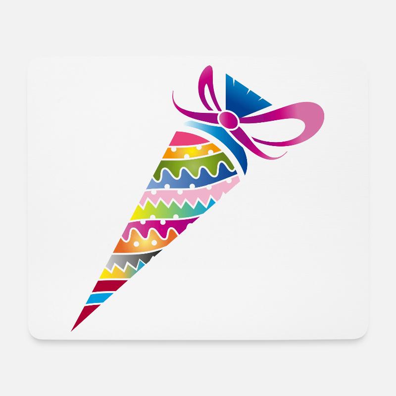 kunterbunte gemusterte Schultüte zur Einschulung - Mousepad (Querformat) - Weiß