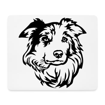 Tête de Border Collie - Tapis de souris (format paysage) - blanc - Devant