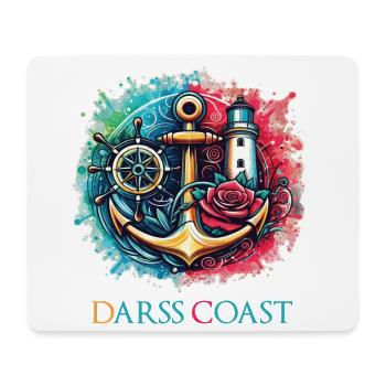 DarssCoast - Wellen Möwe Anker Grafik - Mousepad (Querformat) - Weiß - Vorne