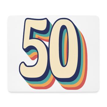 Vintage Retro T-Shirt Nummer 50 Fify - Mousepad (Querformat) - Weiß - Vorne
