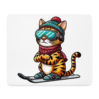 Ski Bengalkatze, Skifahrer Katze - Mousepad (Querformat) - Weiß - Vorne