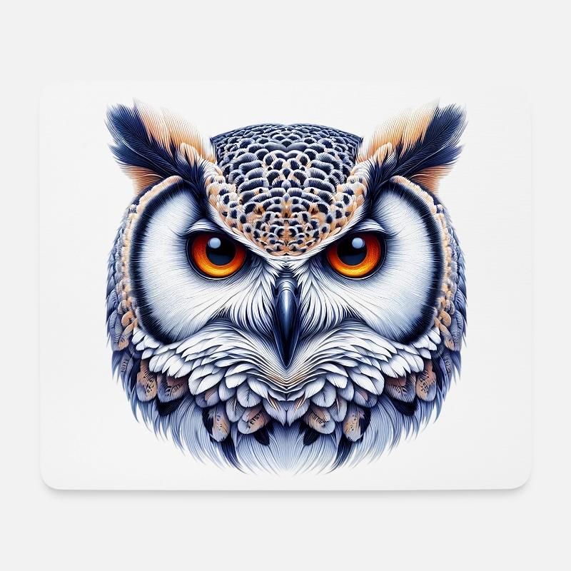 Eule - Mousepad (Querformat) - Weiß