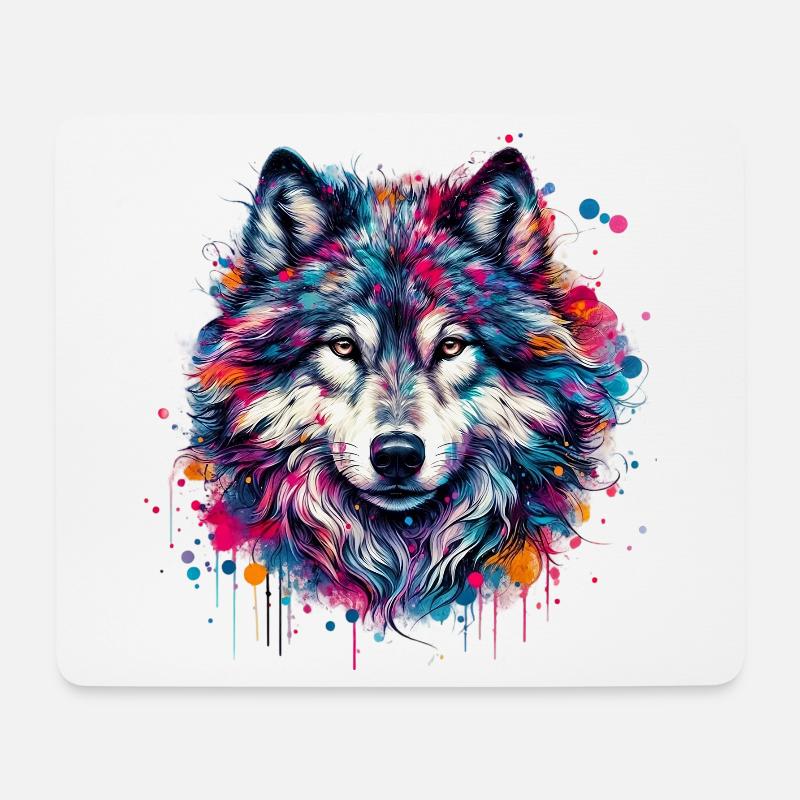 Wolf - Mousepad (Querformat) - Weiß