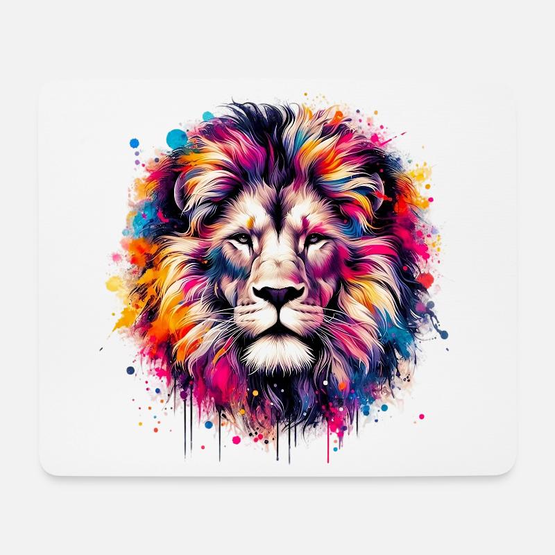 Löwe - Mousepad (Querformat) - Weiß