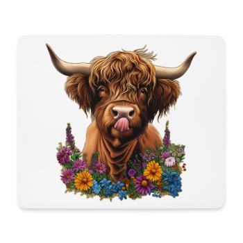 Highland cattle with flowers - Mouse Pad (horizontal) - white - Front