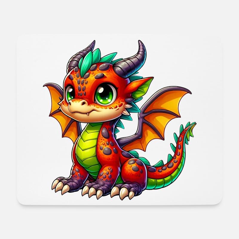 Drache - Mousepad (Querformat) - Weiß