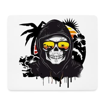 Skull,Skull,Skull with sunglasses on the beach - Mouse Pad (horizontal) - white - Front