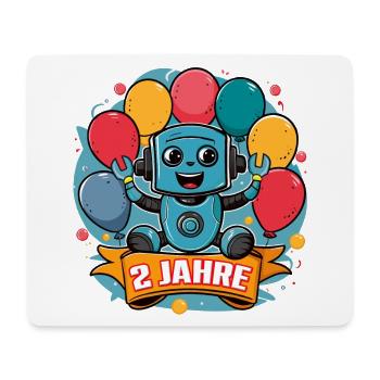 2 Jahre Kleiner Roboter mit bunten Luftballons - Mousepad (Querformat) - Weiß - Vorne