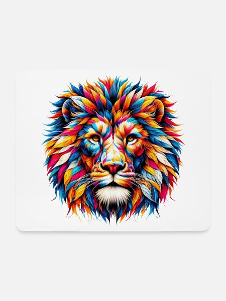 Löwe - Mousepad (Querformat) - Weiß
