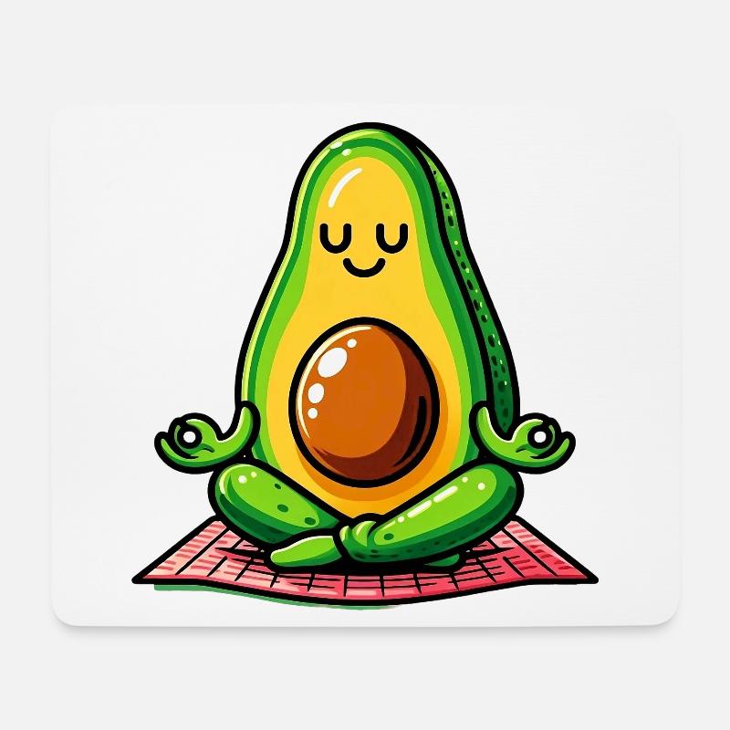 Avocado in Meditation - Mousepad (Querformat) - Weiß