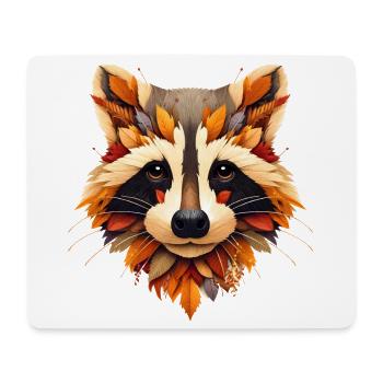 Waschbär, gestaltet aus verschiedenen Blättern - Mousepad (Querformat) - Weiß - Vorne