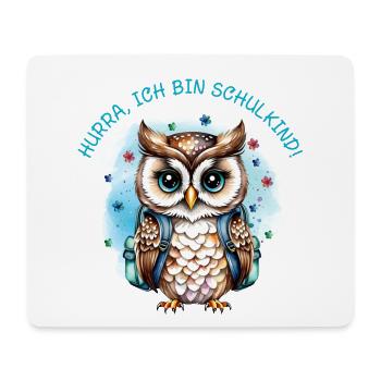 Owl - Flowers - petrol | Hooray, I'm a schoolchild - Mouse Pad (horizontal) - white - Front