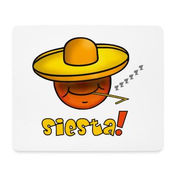 Siesta - Lustiges Emoticon mit Sombrero Hut  - Mousepad (Querformat) - Weiß - Vorne