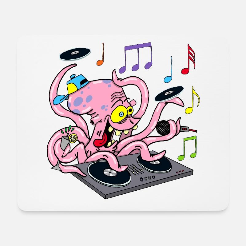 Deejay Oktopus - Mousepad (Querformat) - Weiß