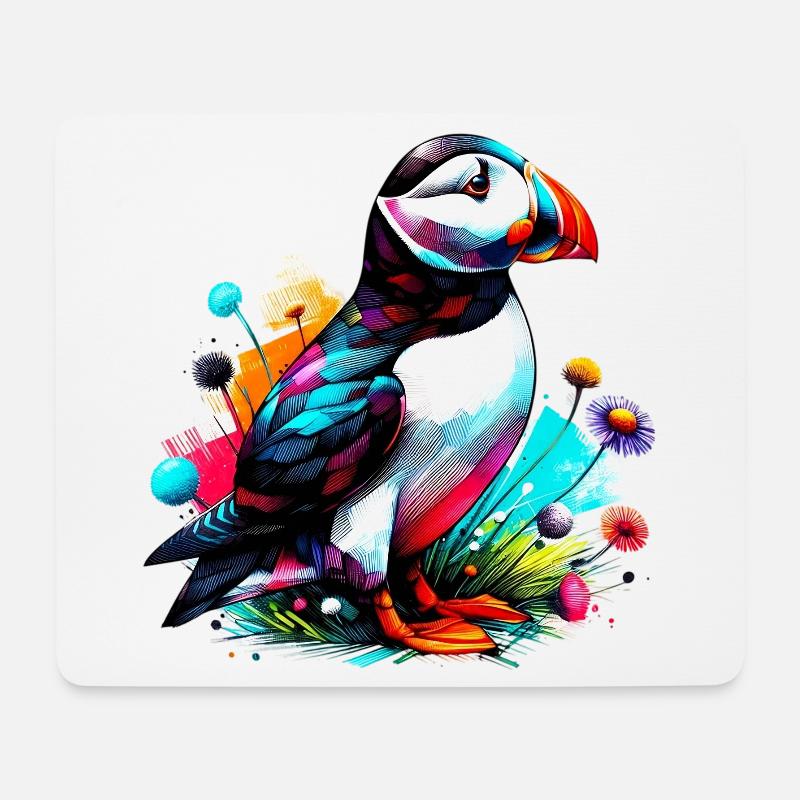 Papageitaucher - Mousepad (Querformat) - Weiß